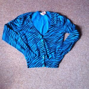 Bright blue zebra print half cardigan