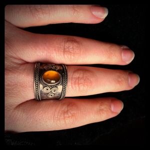 Boho/hippie Amber ring
