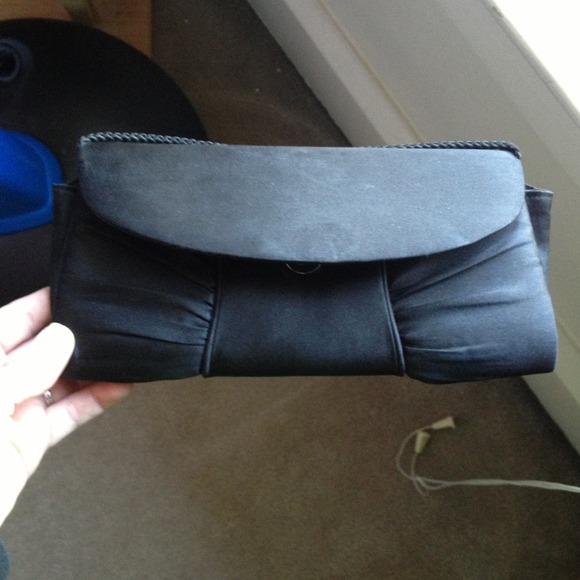 Little black satin clutch/ evening bag