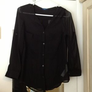 Black Chiffon shirt w/cuffed sleeves size S