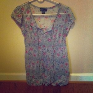 Floral Peasant Tunic Top