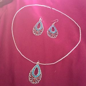 Trendy handmade necklace and earring set