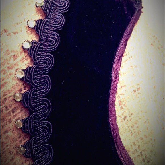 Vintage beaded royal blue, velvet collar.