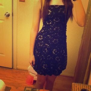 Black and gold strapless dress