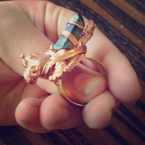 Radical hand made copper and stone ring!!