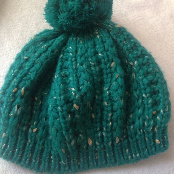Turquoise knit beanie - Picture 3 of 4