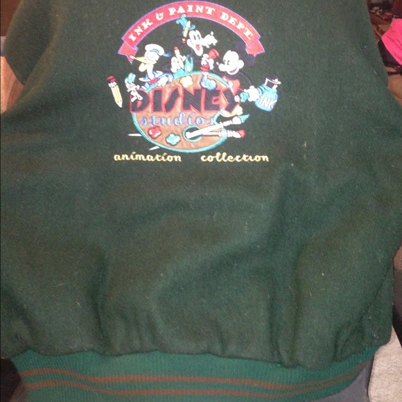 Vintage Disney Studio green & brwn leather coat!!!