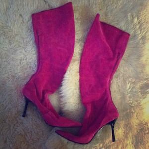 Italian Suede Hot pink stiletto boots