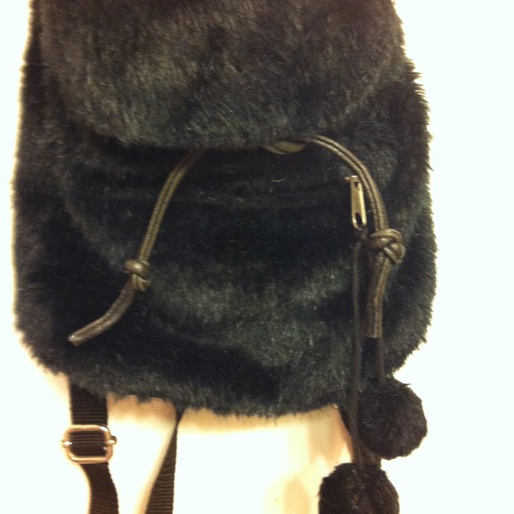 Black fur back pack