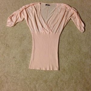 Rouged sleeve v neck tops