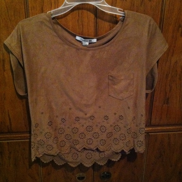 Faux suede top.