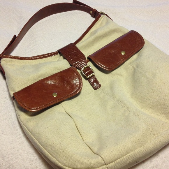 JCrew canvas handbag w/ leather details. - Picture 2 of 4
