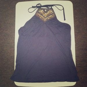 Plum and gold sequined top