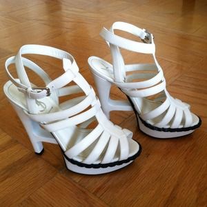 Ysl white/black wedge size 6 - new but have marks