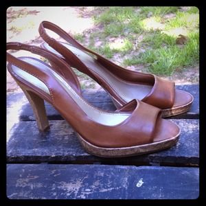 FIONI Tan cork 4 in heel