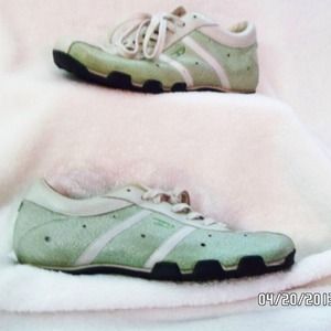 Diesel leather square toed sneakers