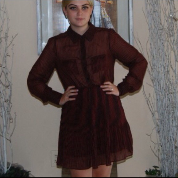 TRADED Urban Outfitters Sheer Houndstooth Dress