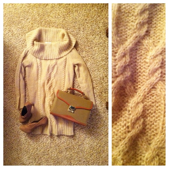 SOLD Cream Cowl Neck Sweater Dress