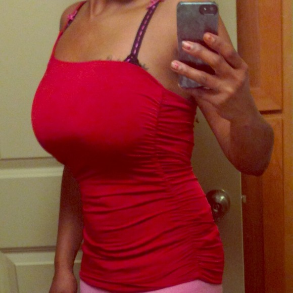 Red form fitting top