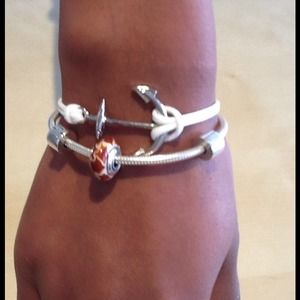 NWOT Off white / cream cord & anchor bracelet