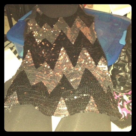 Stretch sequin chevron cocktail dress