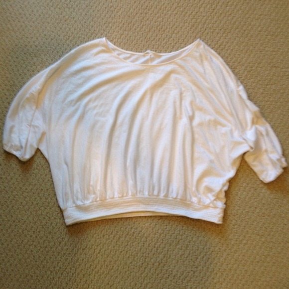 Cream Banded Hem Top