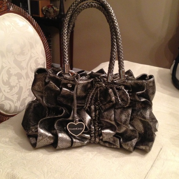 Bebe chrome snakeskin handbag