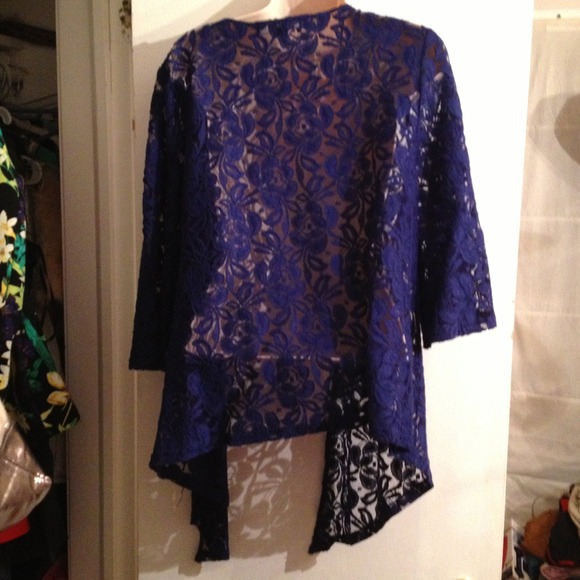 🚫SOLD Royal blue lace design cardigan - Picture 2 of 2