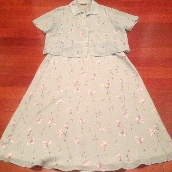 Aqua print skirt set - Picture 1 of 2