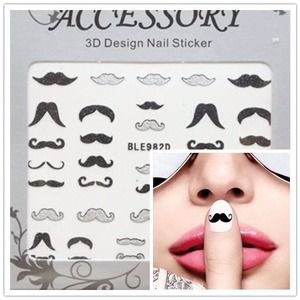 mustache New Nail  Sticker Decal Set