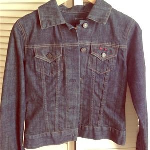 Dark denim jacket.