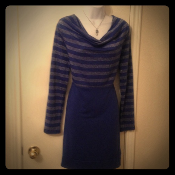 🎉Sold!!! Blue Cowl Neck Dress