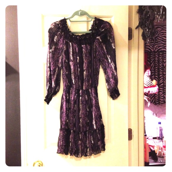Cute purple off the shoulder dress!