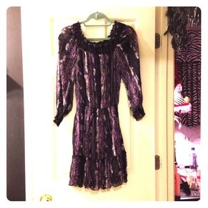 Cute purple off the shoulder dress!