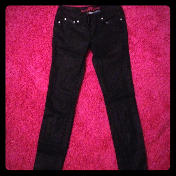 Black coated skinny jeans