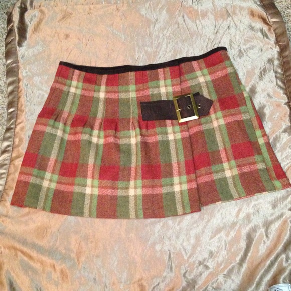 Free People plaid buckle skirt size 6