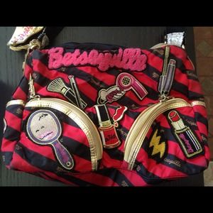 Red Betsey Johnson make-up hairstylist bag