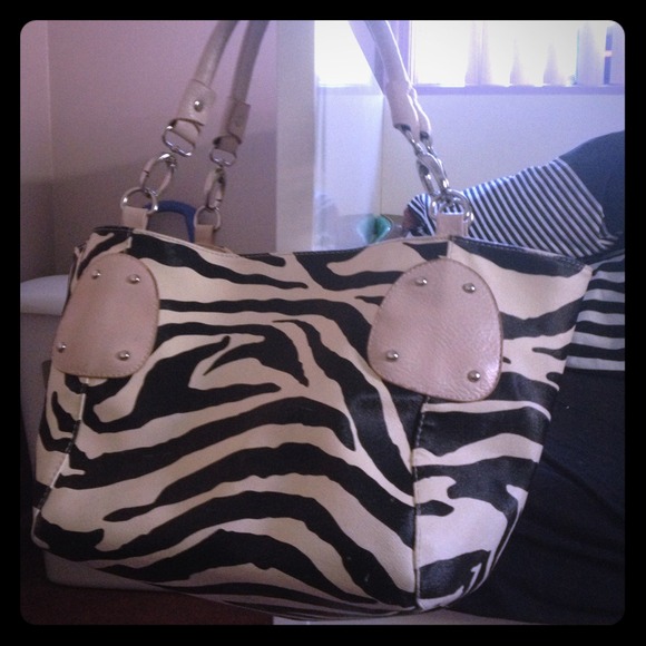 Zebra stripe & dusty rose large purse/tote