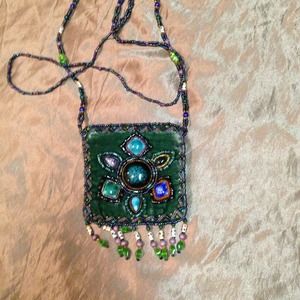 Jade stone beaded mini purse satchel park city