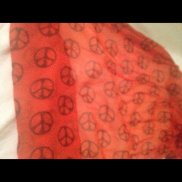 Orange and black peace sign long sheer scarf - Picture 4 of 4