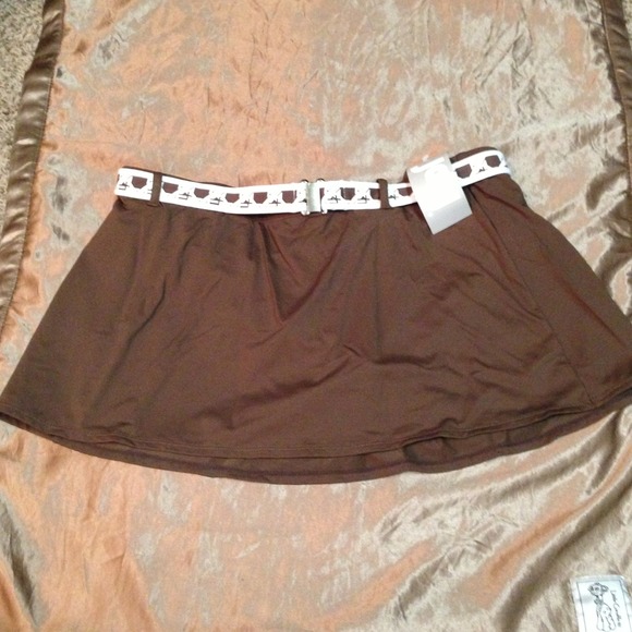 JAG Macy's swimskirt brown white NWT large - Picture 1 of 2
