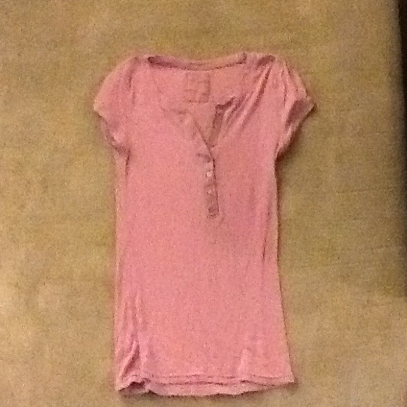 Pink half button up American eagle shirt