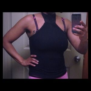 "Papaya" Black sleeveless top