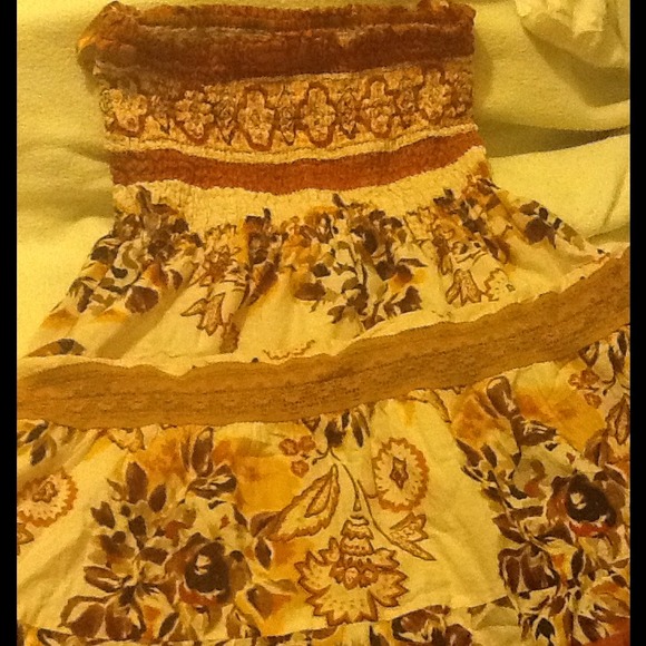 Tub top, calf length floral summer dress