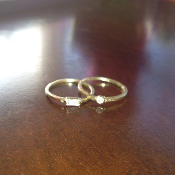 Stackable 24k Gold Rings with White Topaz Stones!