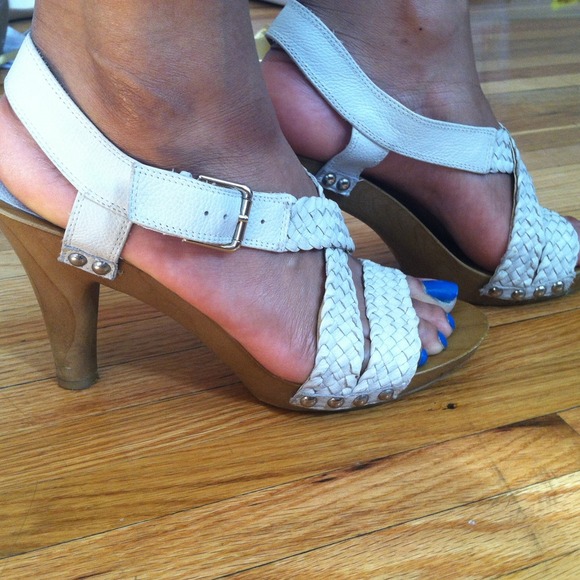 White summer strapped heeled shoes
