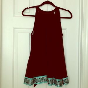 Sheer black halter with turquoise silk detail