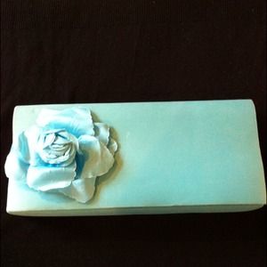 Teal Clutch With Flower