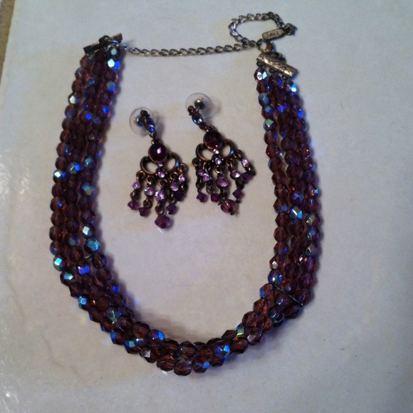 Purple Choker and Earring Set