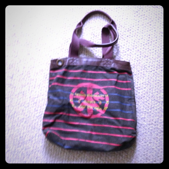 Lucky canvas bag w leather trim